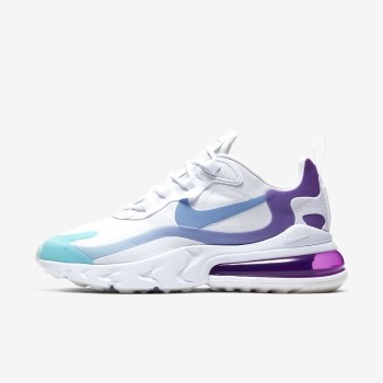 Nike Air Max 270 React - Női Utcai Cipő - Fehér/Lila/Világos Kék